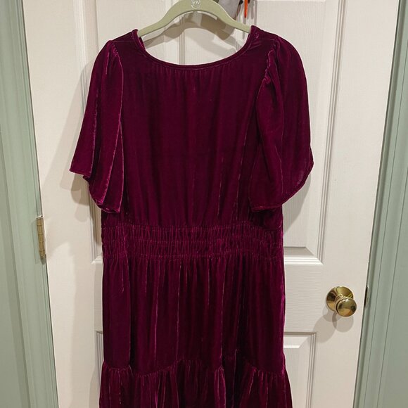 Anthropologie Somerset: Velvet Edition Plus Mini Dress in Magenta - Picture 9 of 12